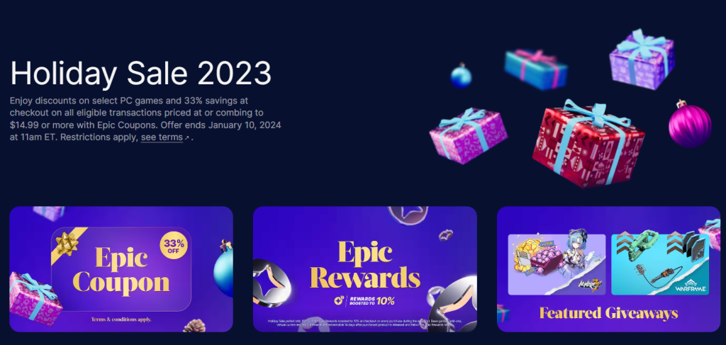 Epic Games Holiday Sale 2023
